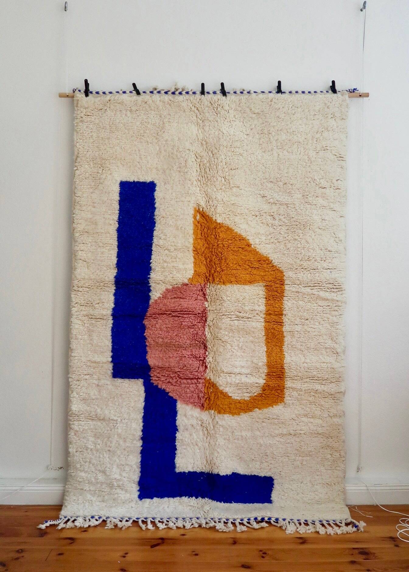 Handmade decorated Beni Ouarine rug, size 250cmx150cm
