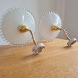 Pair of opaline wall lamps