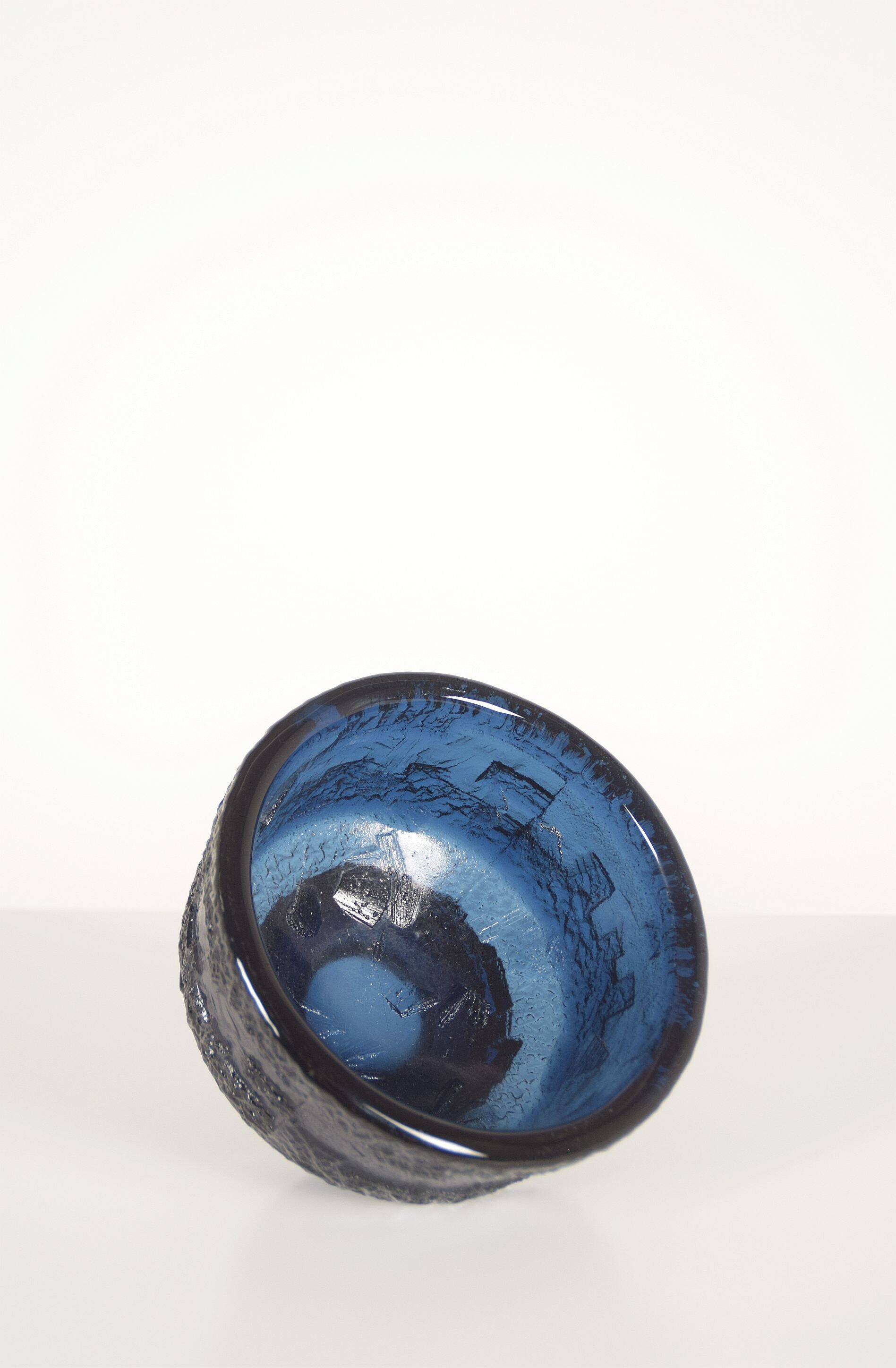Swedish Cobolt bowl by Göte Augustsson for Ruda Glasbruk, 1960s