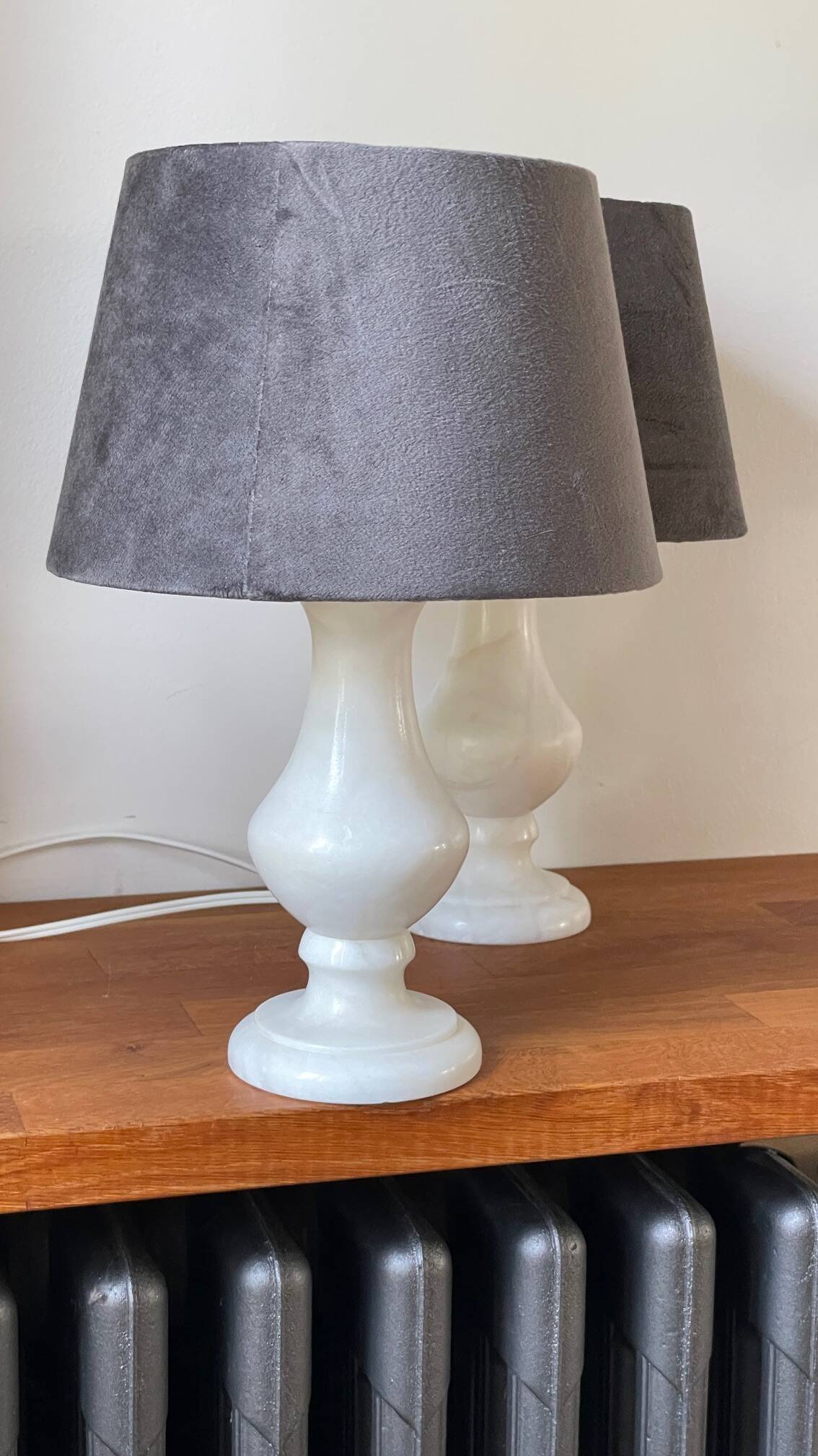 Paire lampes albâtre vintage
