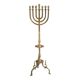 Golden bronze chandelier with seven arms, Menorah, candlestick on a stand, candelabrum.