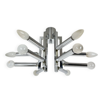 Modernist Huge chromed SPUTNIK Sciolari Style Ceiling Light, Italy, 1970s
