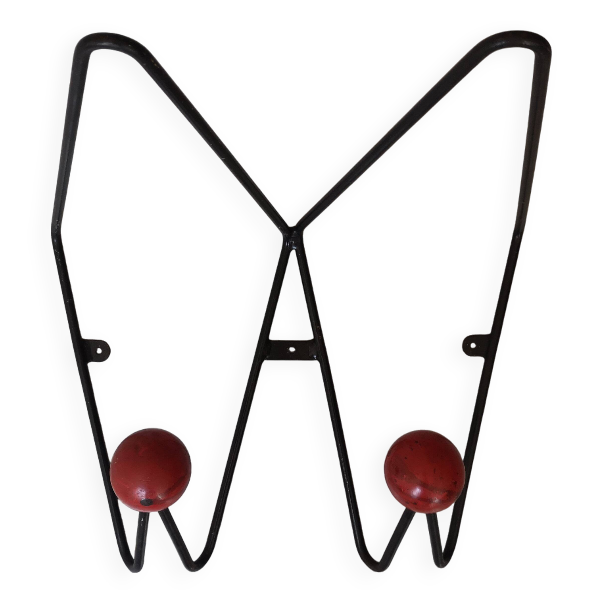 Black metal wall coat rack Roger Feraud, design 1960 - 1970