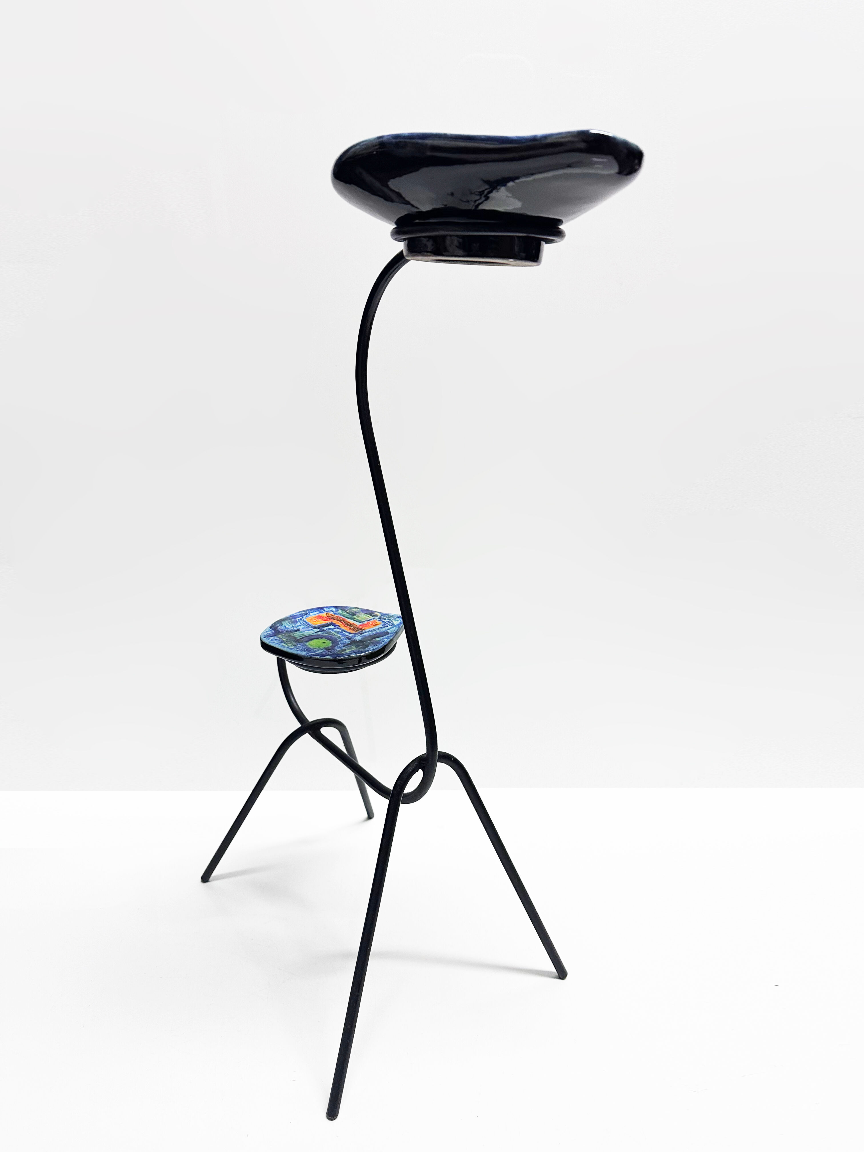 Animal-shaped pocket table in wrought iron and ceramic. France, 1960s.