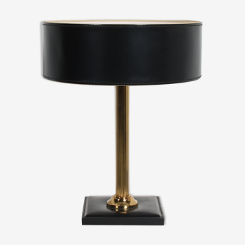 Brass with leather table lamp from France 1960