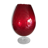 Vase on foot in red worked glass