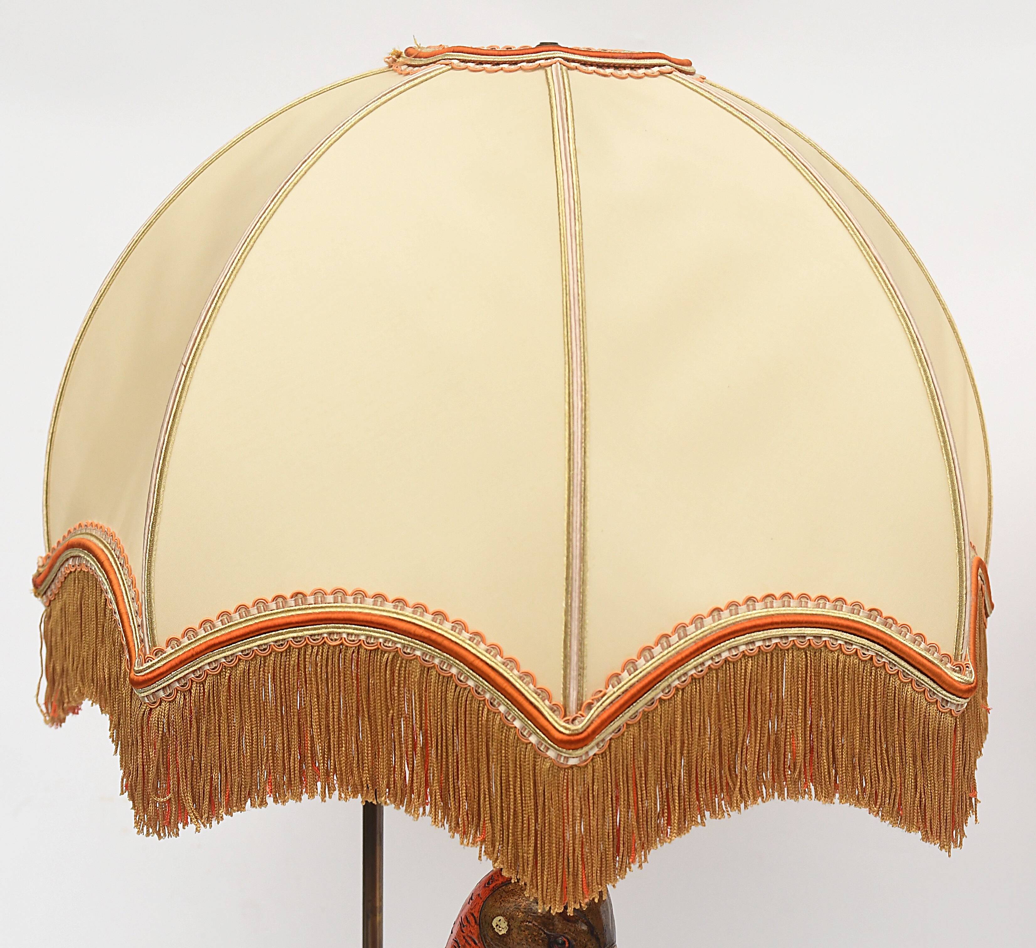 Pair of ceramic parrot lamps