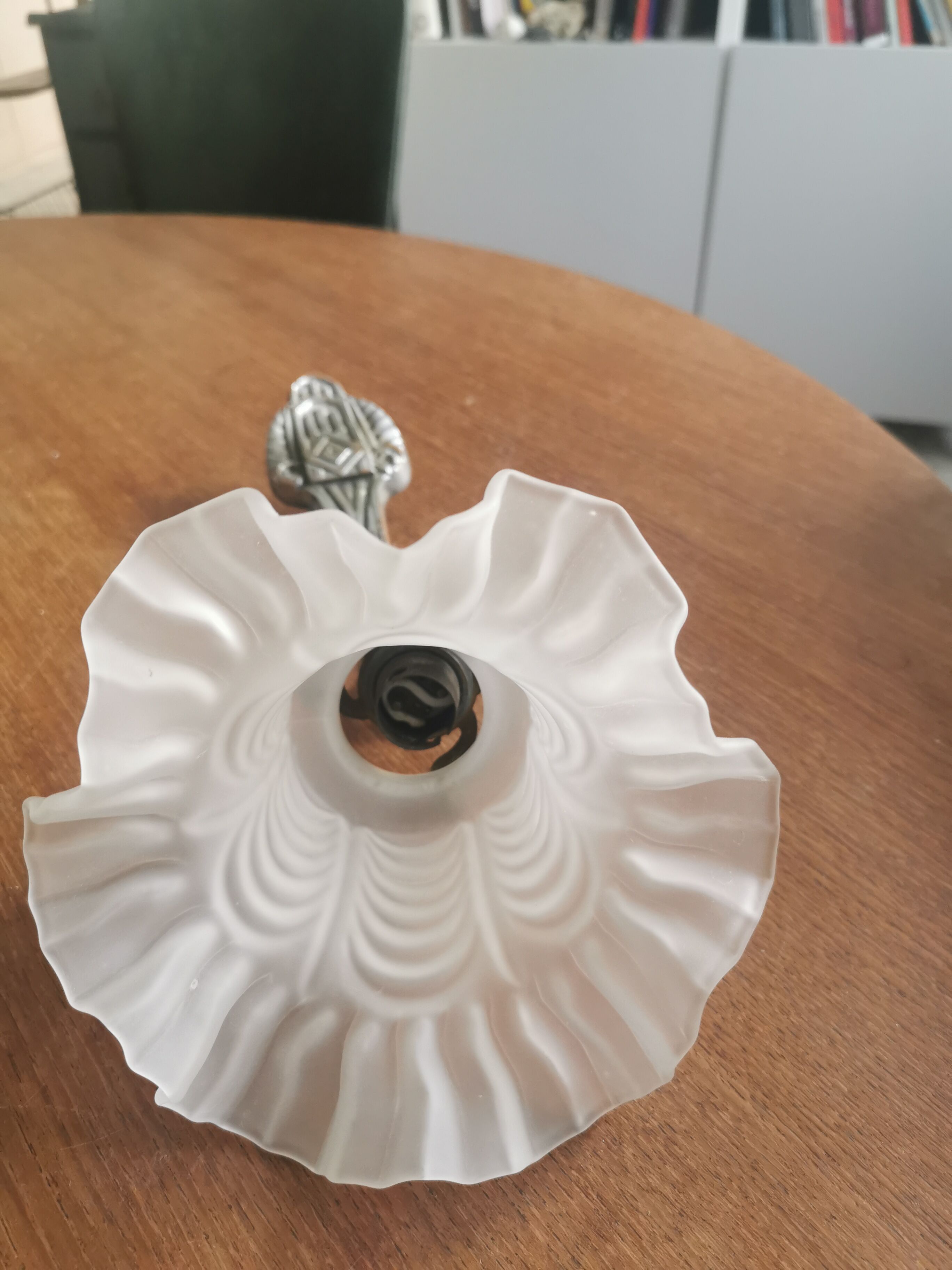 Pair of Art Deco wall lamps glass and metal