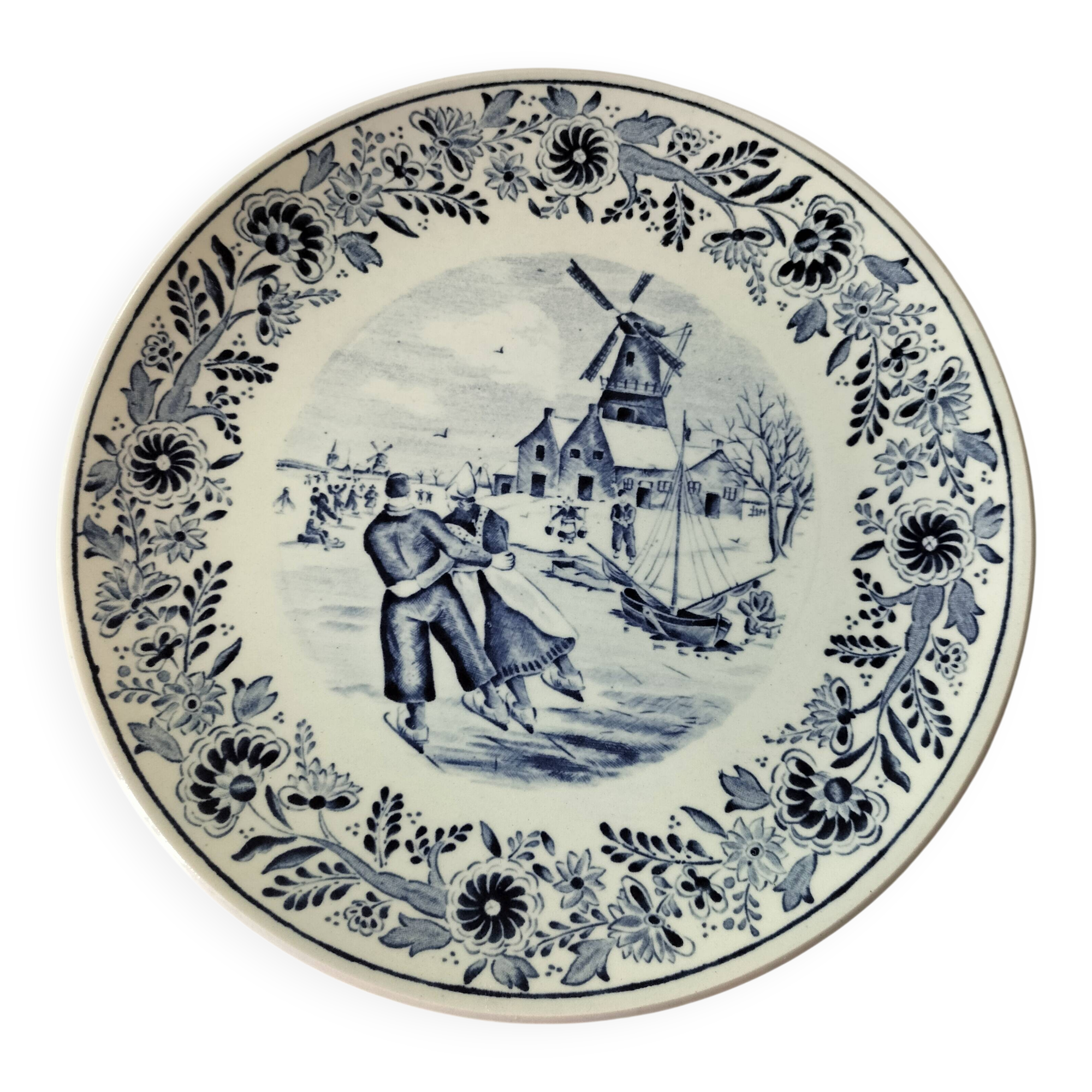Decorative plate Boch – Delft decor, winter scene (1960s–70s)