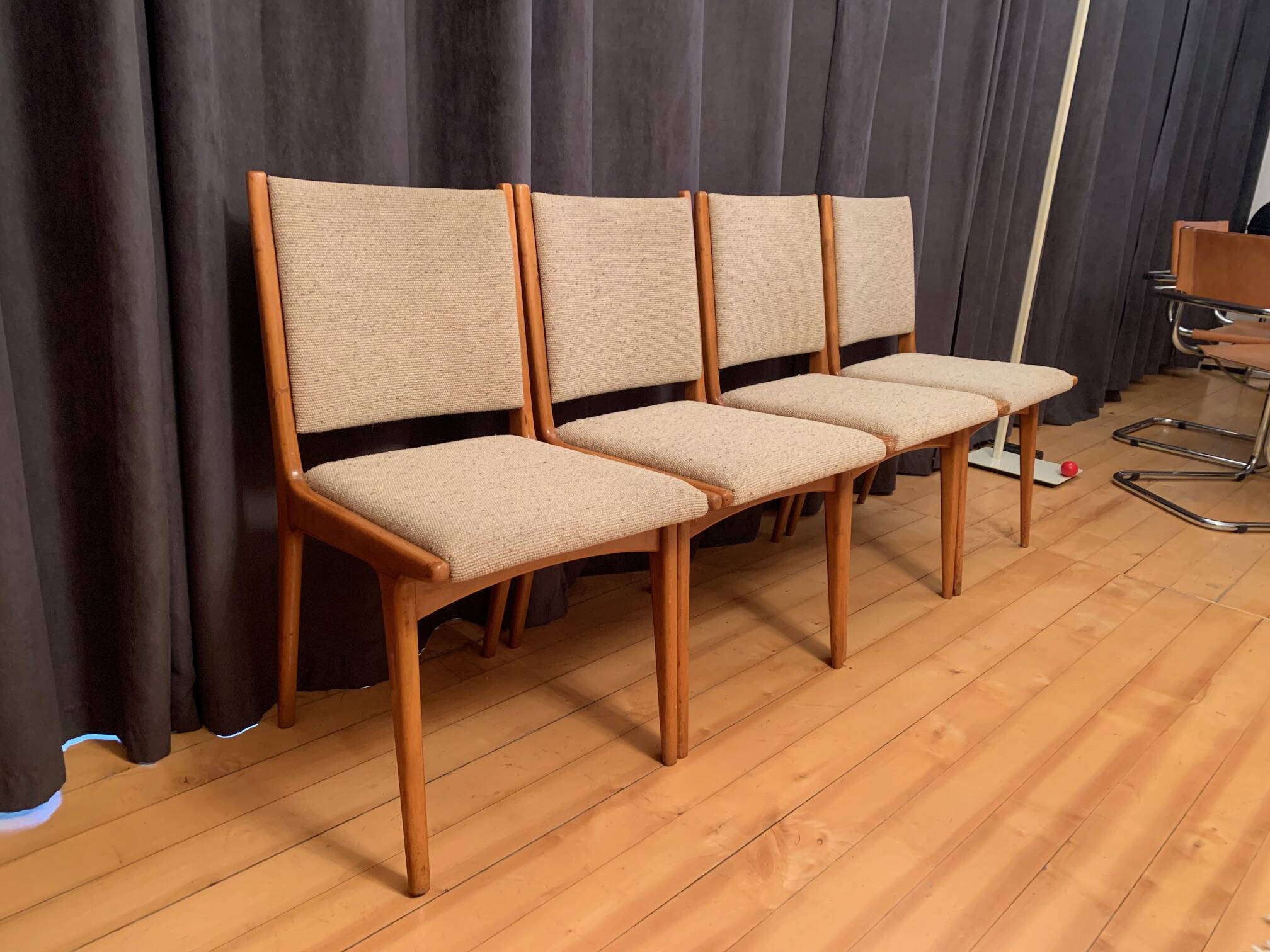 Set of four Cane Back chairs designed by Jens Risom, JO Carlssons, Sweden, 1950s