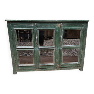 Antique glass sideboard in Burmese teak