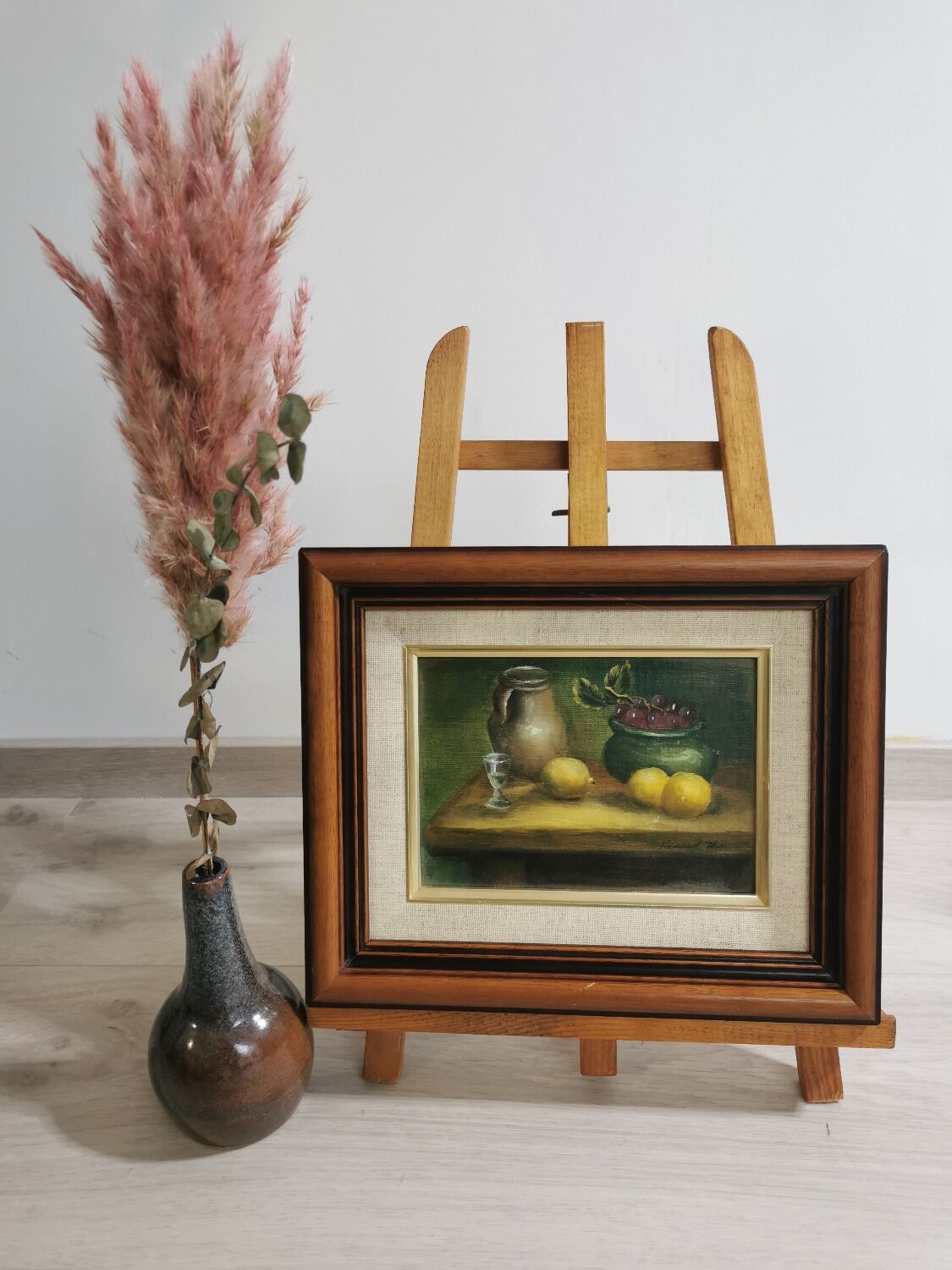 Still life, oil on panel, classic