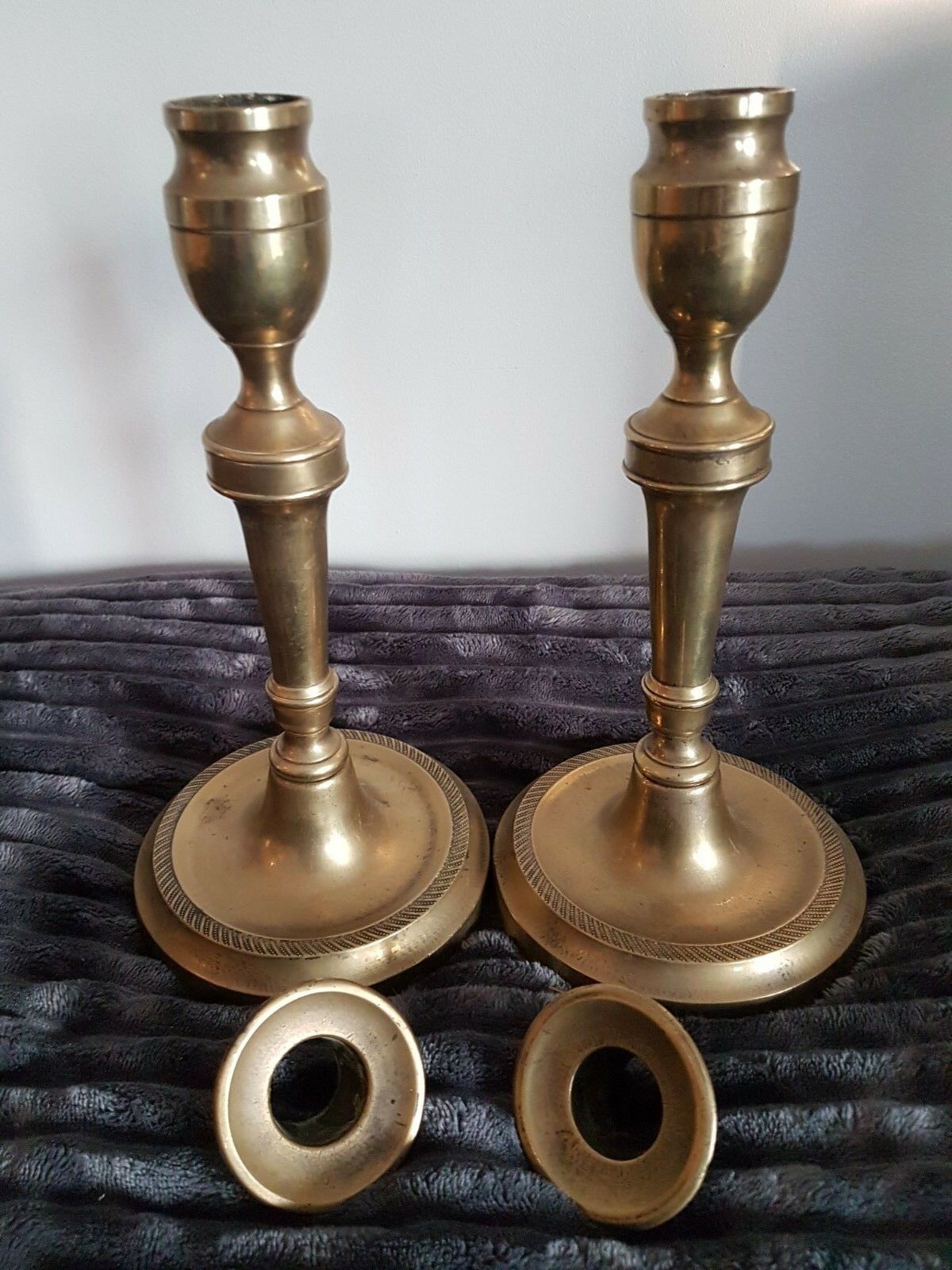 Pair of bronze church candlesticks
