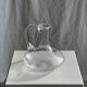 Vintage glass carafe with flattened flared belly handle H18