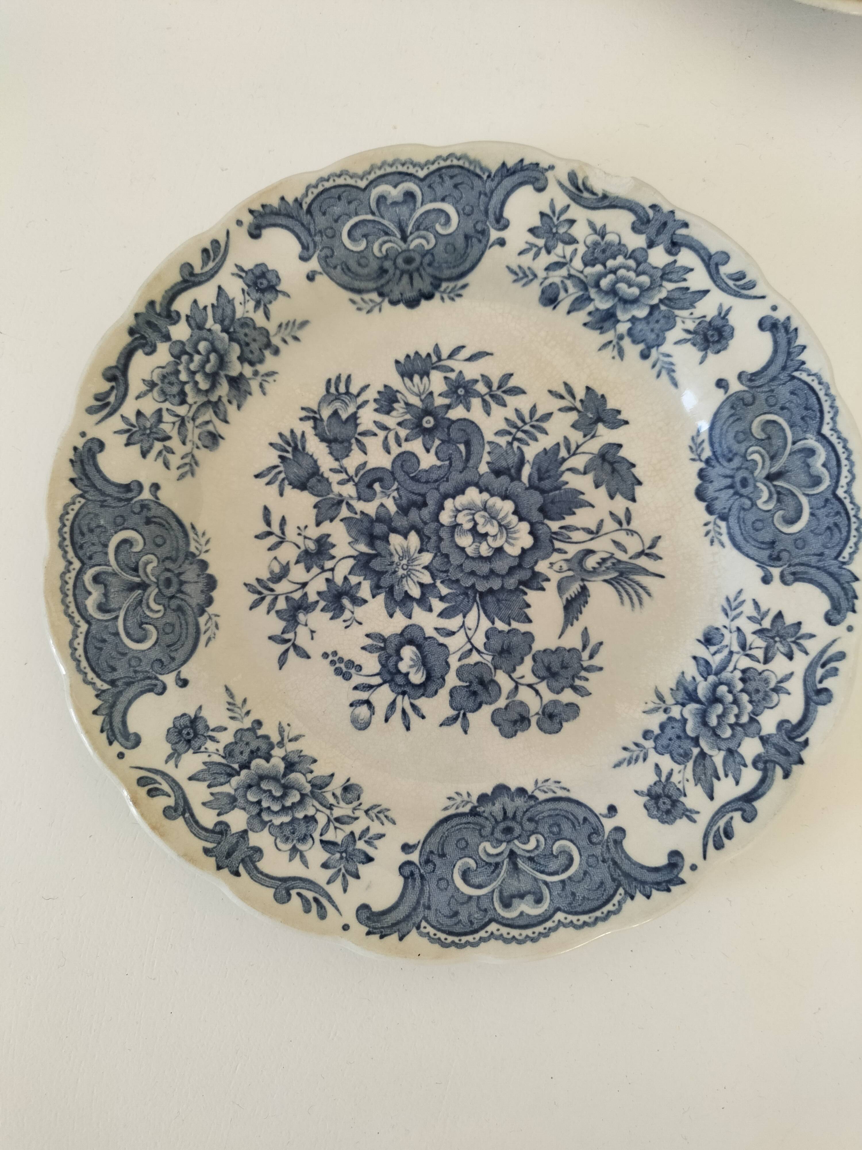 4 assiettes à dessert anglaises Ridgway Windsor bleues – Staffordshire