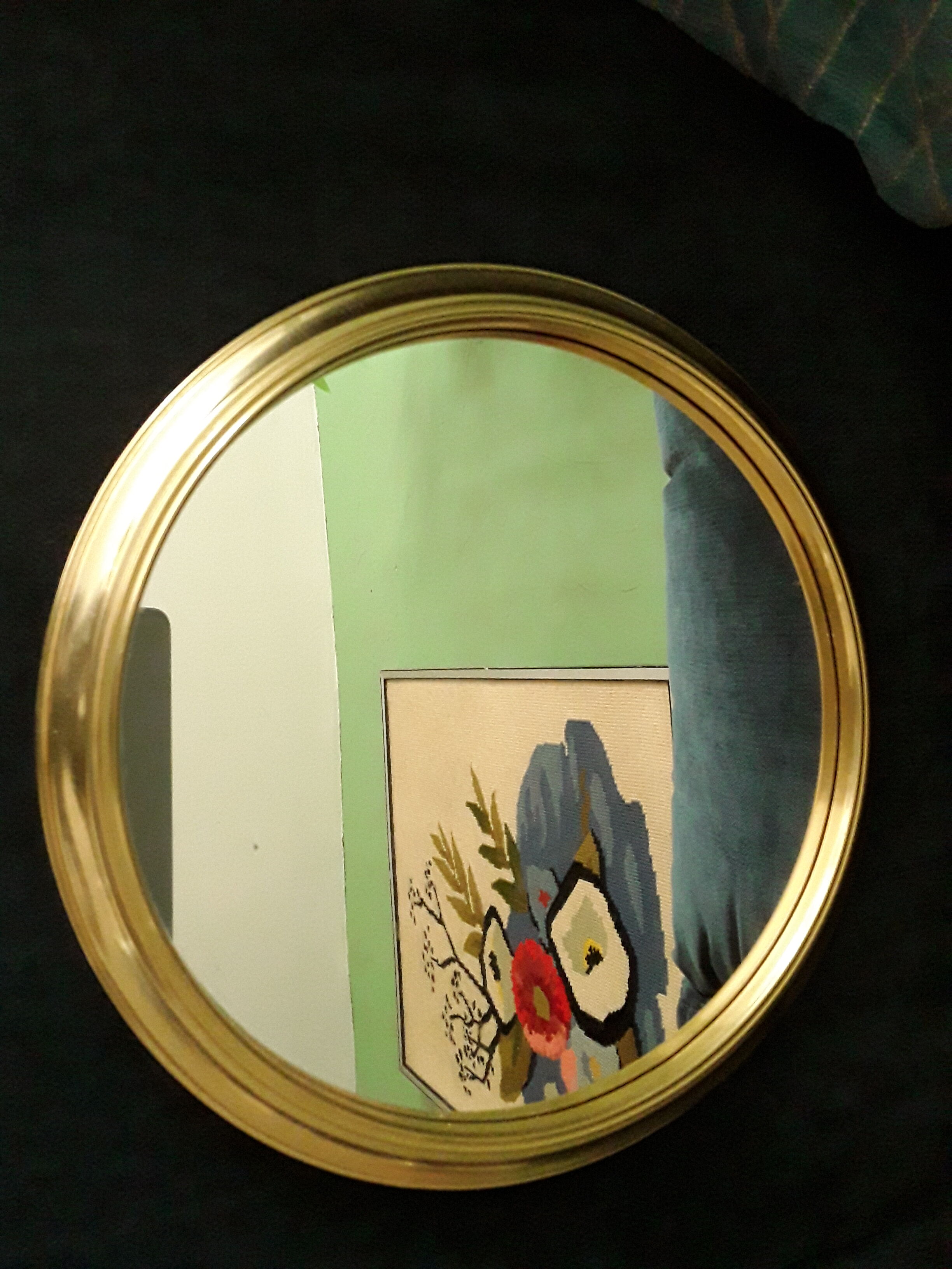 Mirror or vintage mirror top in golden brass