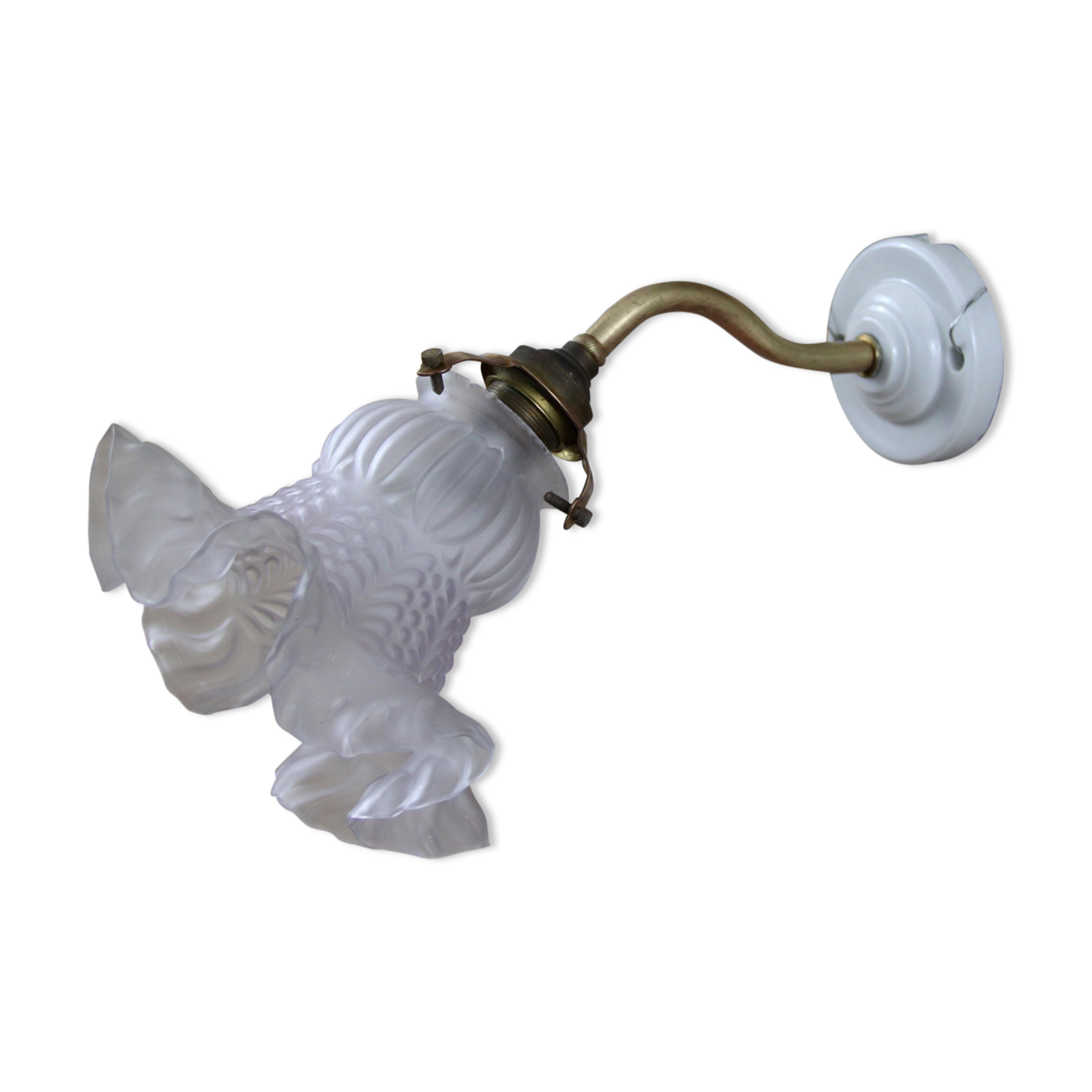 Apply wall light ancient brass porcelain Tulip glass Swan neck