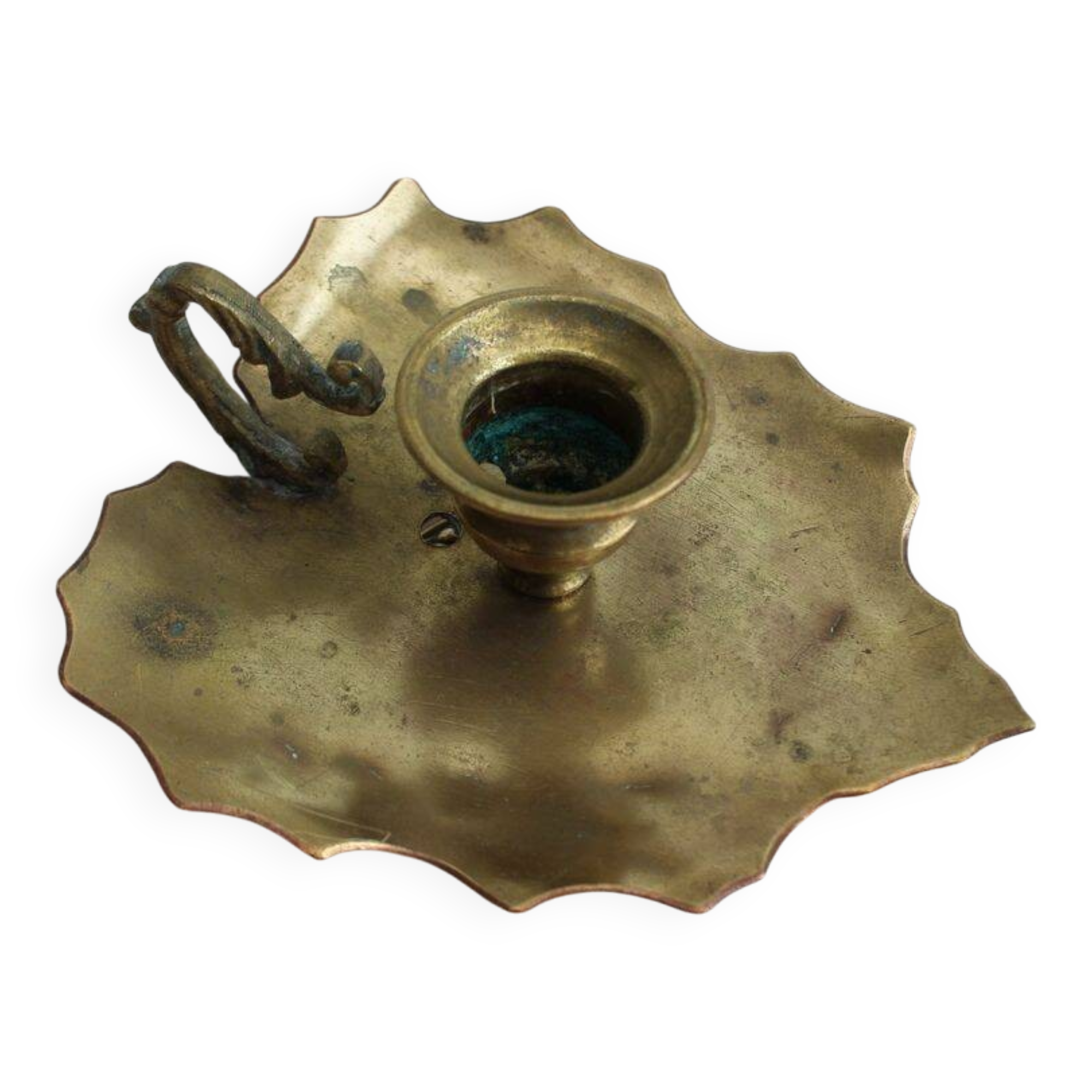 Gold-plated brass candle holder