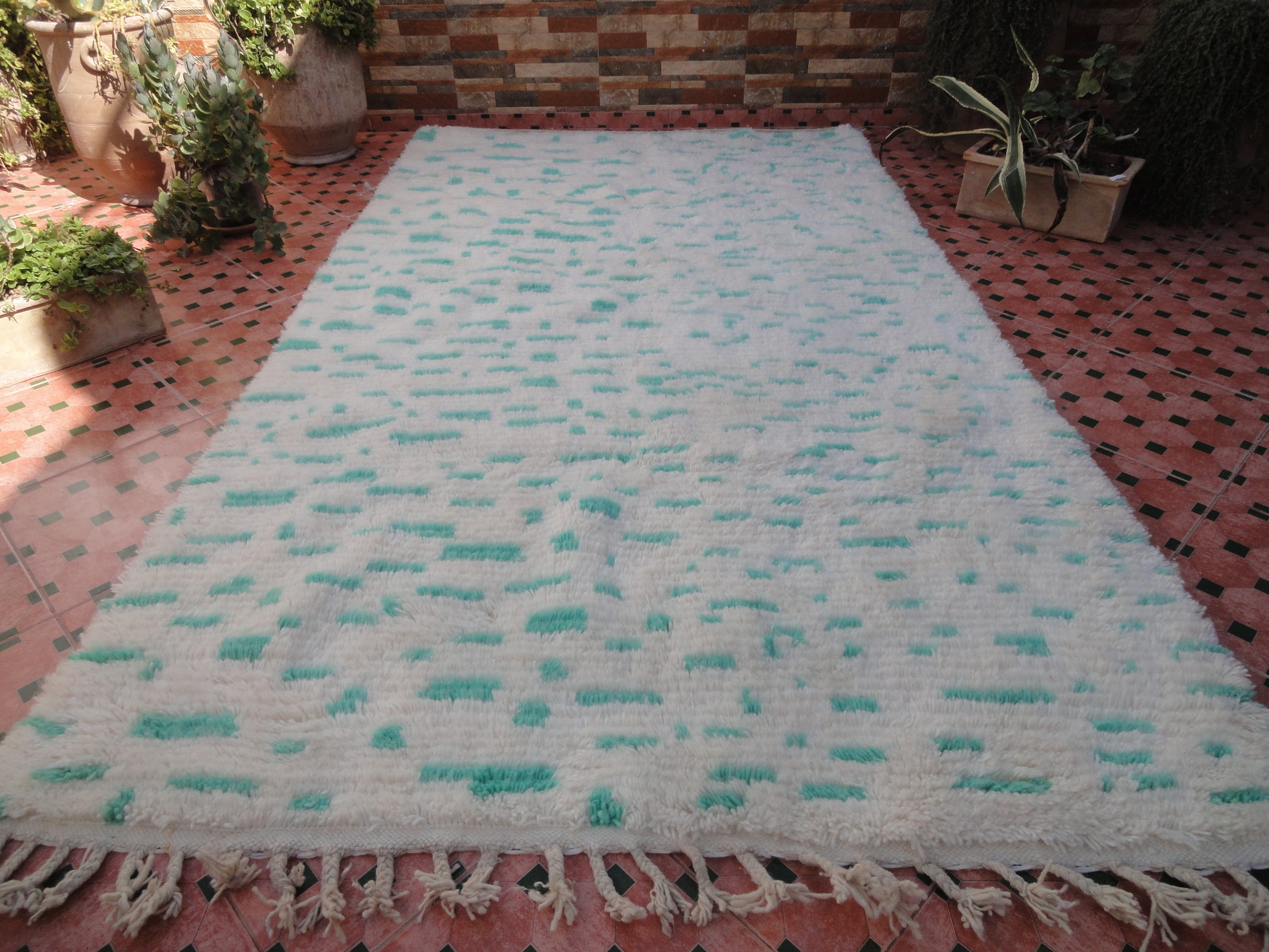 Moroccan beni ourain vintage carpet 260 x 152 cm