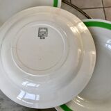 Set of 6 green and pink hollow plates Salins and Niderviller 40s