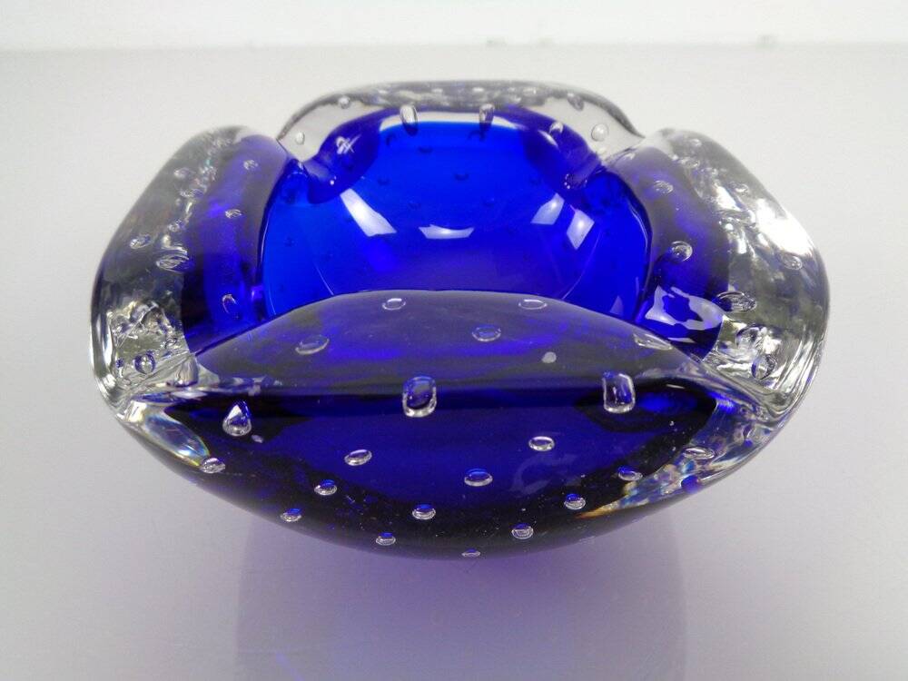 Blue Sommerso Murano Glass Ashtray, Italy, 1960s