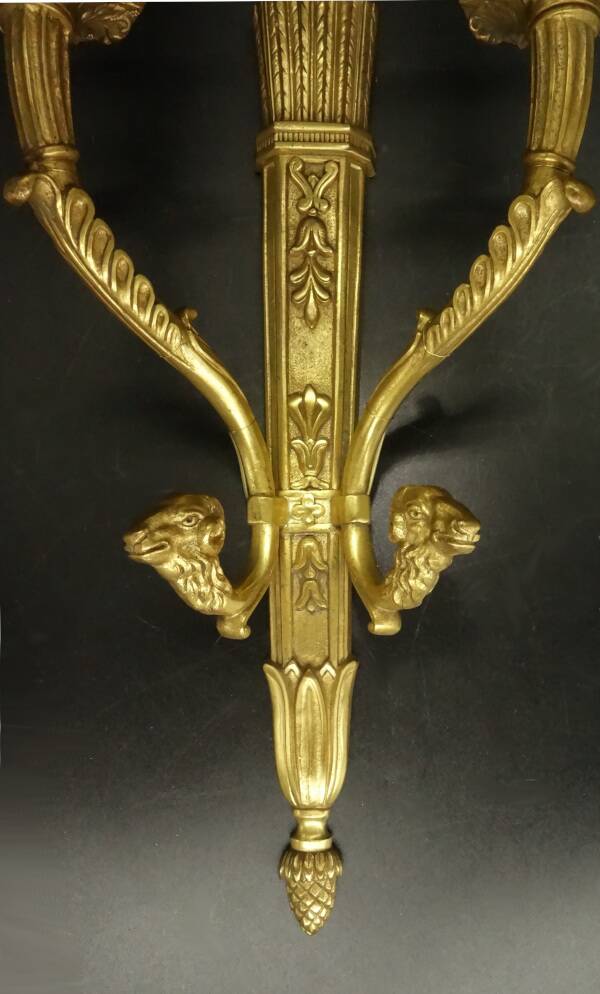 Set of 5 large sconces, quivers and ram's heads, Louis XVI style - bronze