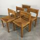 Set of 5 chairs in wood and straw, 60s