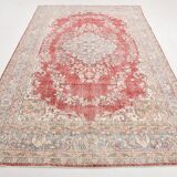 7x10 Faded Red Area Vintage Persian Rug, 199x311 Cm
