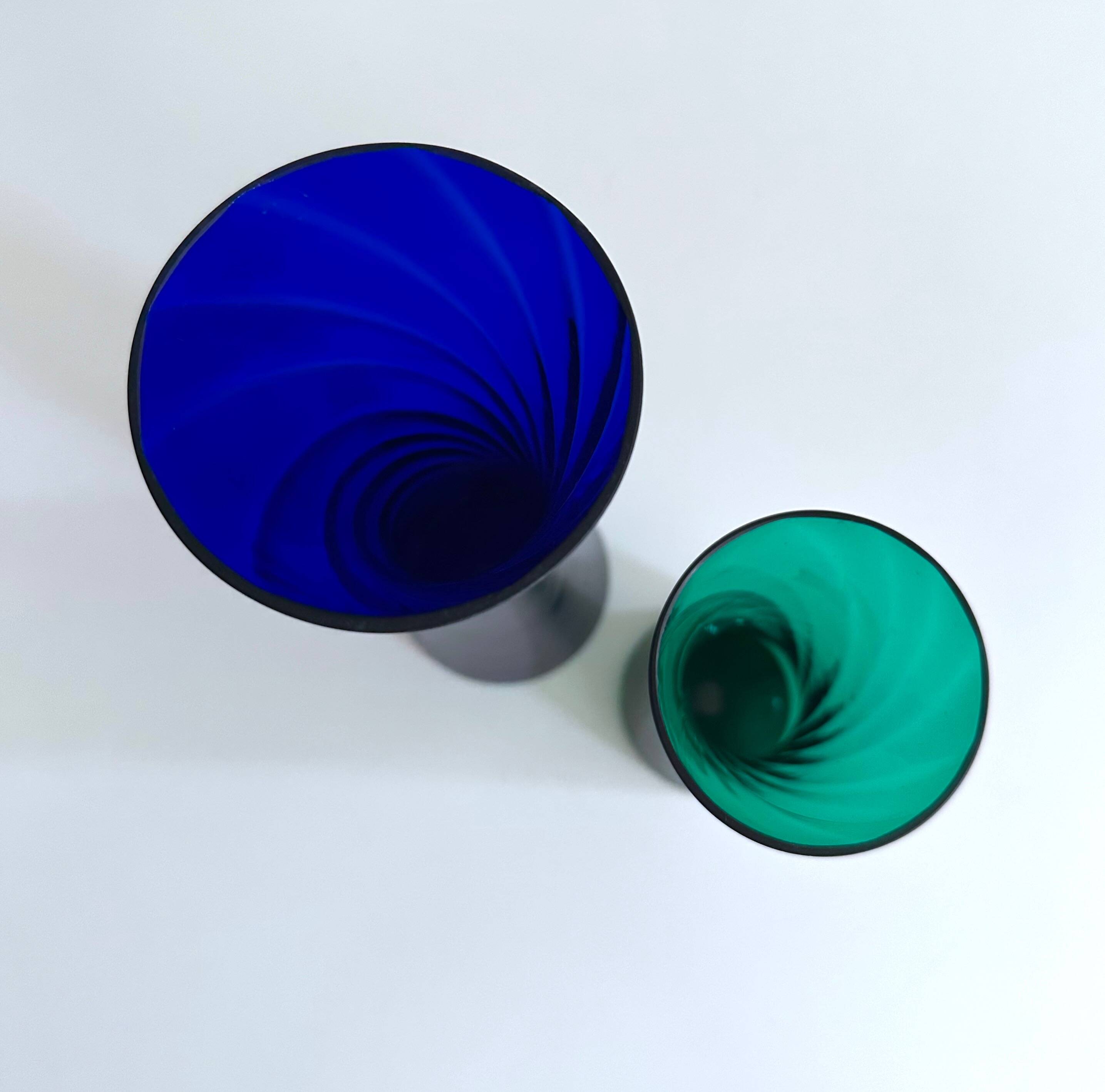 Mid Century glass vases, crystal glass, glassworks Rheinpfalz, 60's