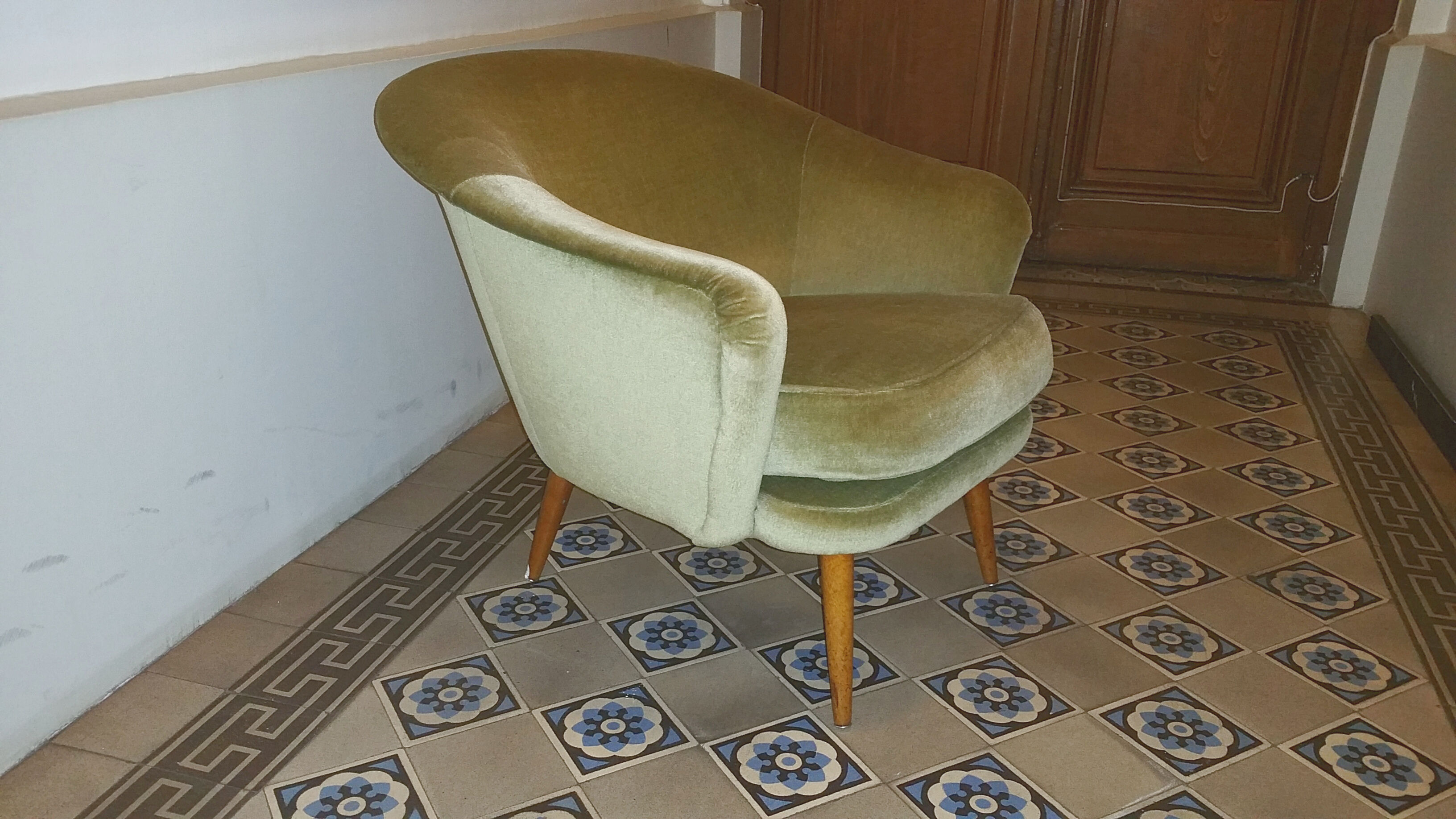 Organic Chair Danish Scandinavian years 50 / 60 ice green vintage