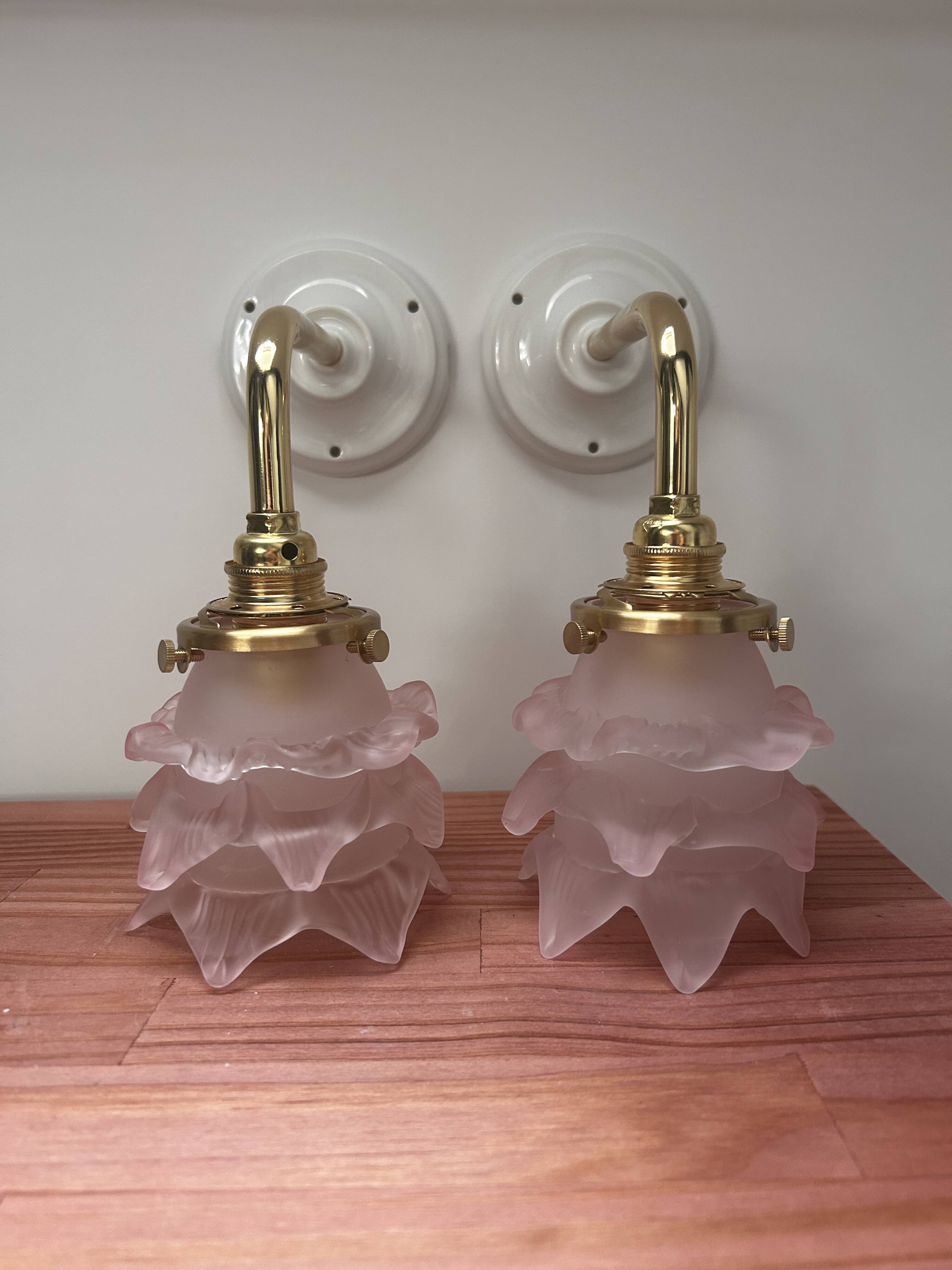 Pair of tulip flower wall lights