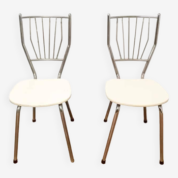 Paire de chaises en formica blanc