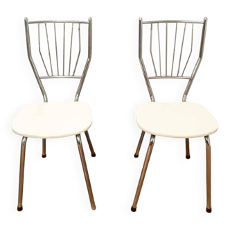 Paire de chaises en formica blanc