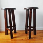 Paire de tabourets de bar brutaliste vintage