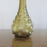 Bottle, carafe, Empoli, Italy, yellow bubbled glass, 60s 70s