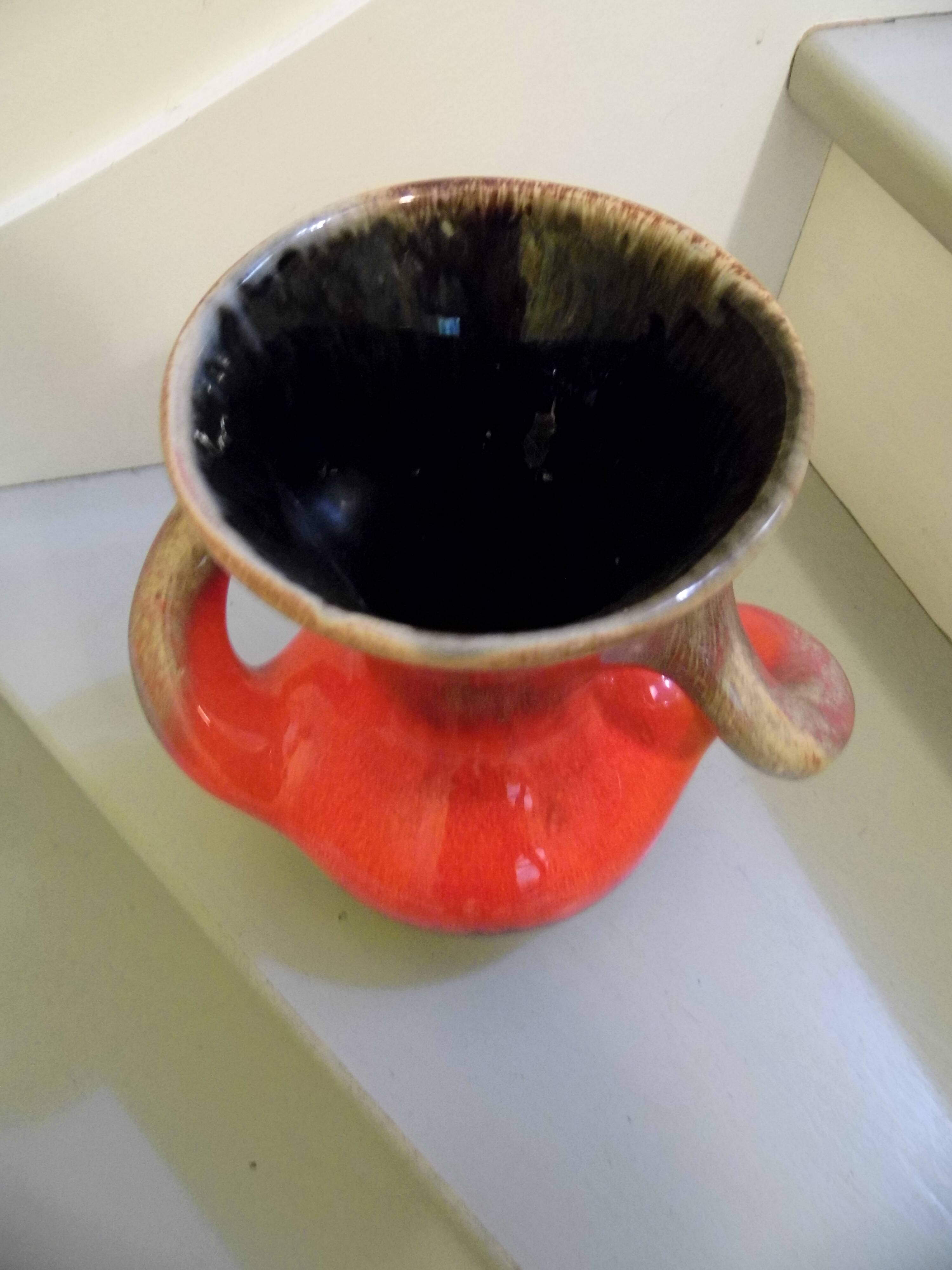 Red ceramic vase vallauris, vintage 50s/60s