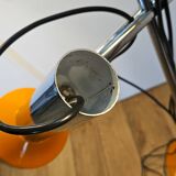 Vintage 1970s floor lamp with 3 spots, chrome and orange.