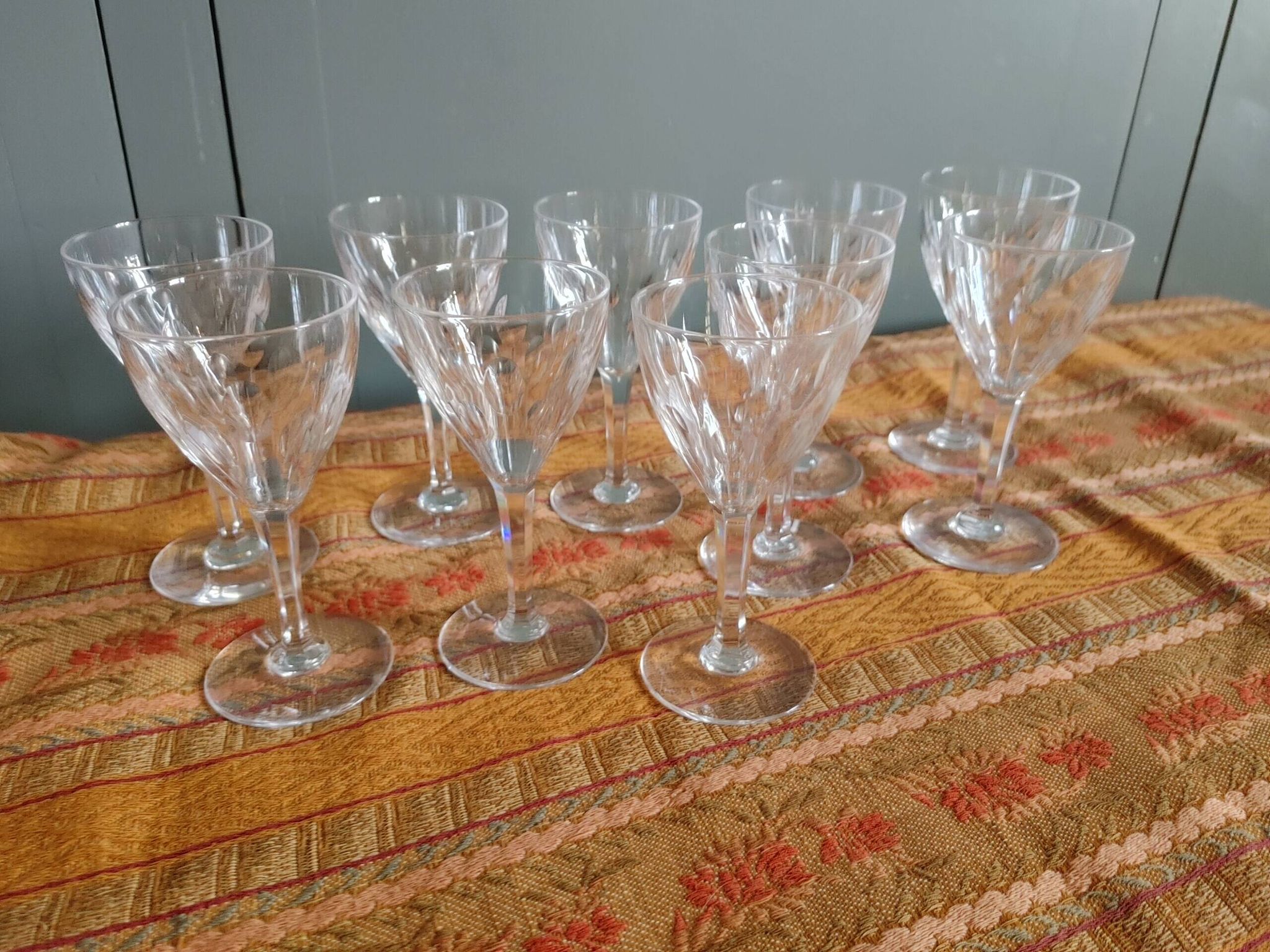10 white wine / port glasses cut crystal val saint-lambert nestor service height 12.5 cm