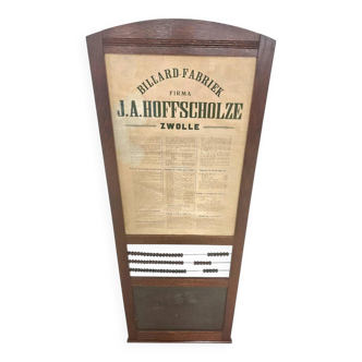 Wall billiards scoreboard by J.A. Hoffscholze / Zwolle / Billard Fabriek / 1960s