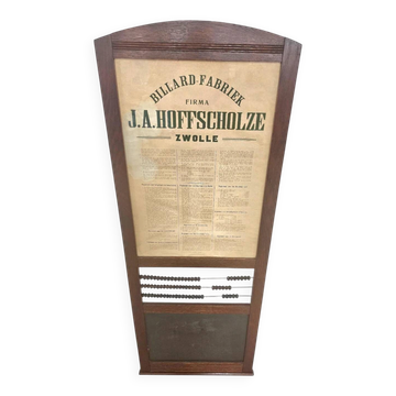 Tableau de score de billard mural par J.A. Hoffscholze / Zwolle / Billard Fabriek / années 1960