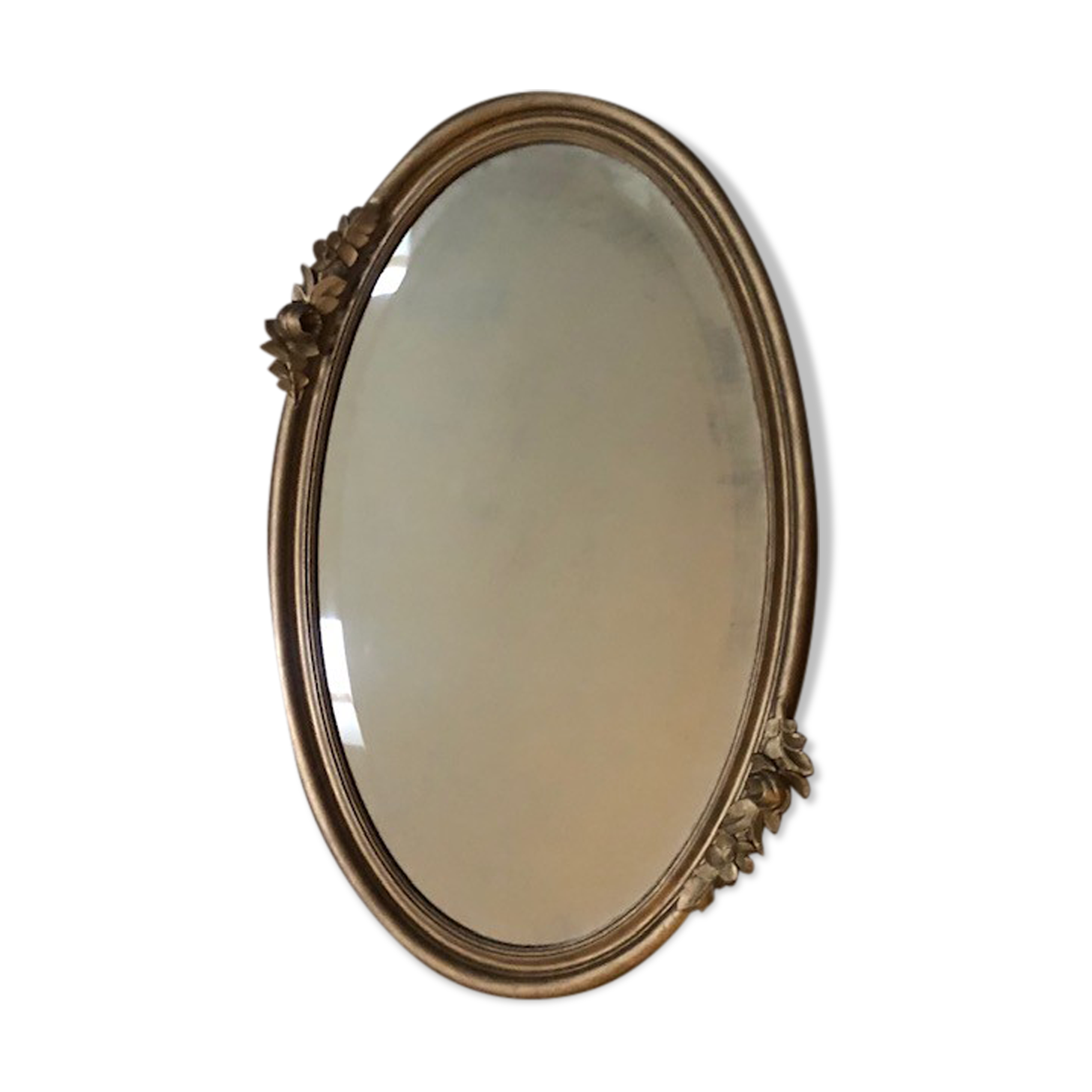Old golden oval mirror 79x48cm