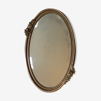 Miroir oval ancien doré 79x48cm