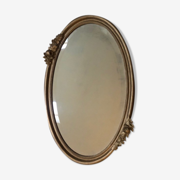 Old golden oval mirror 79x48cm