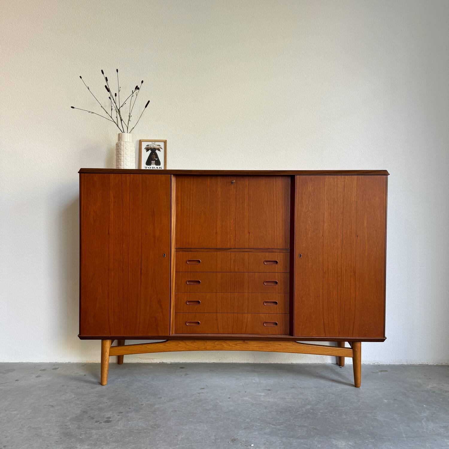 Vintage Danish Highboard teak and oak