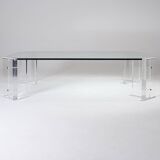 Table basse en lucite et verre, karl springer, 1970s