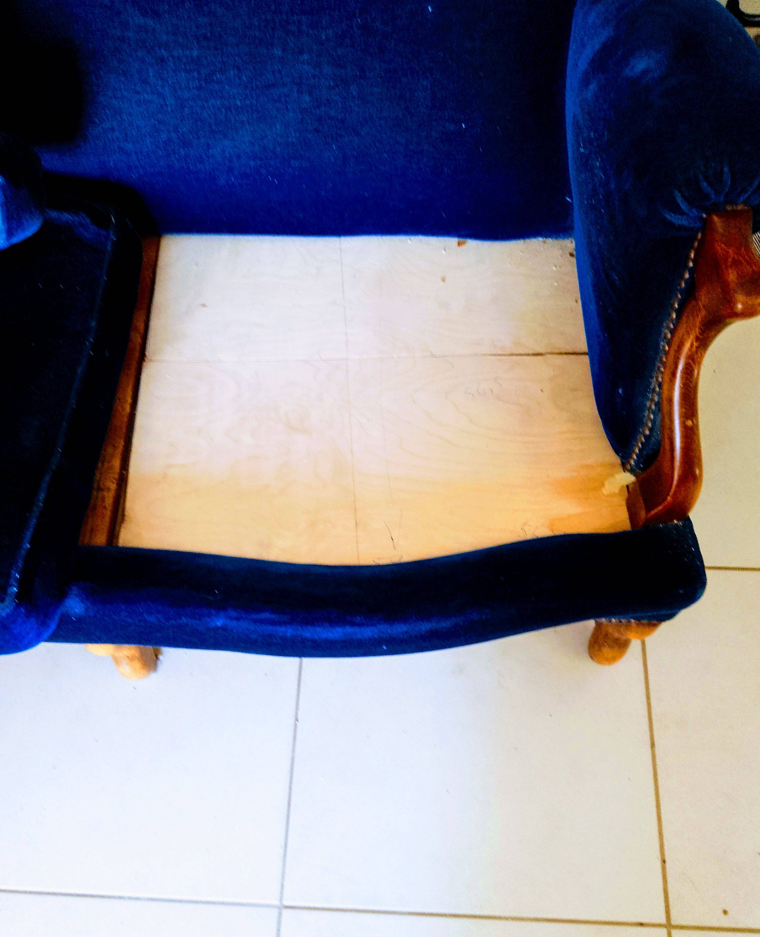 3 seater blue velvet sofa