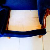 3 seater blue velvet sofa