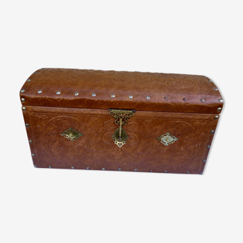 Wooden and leather chest