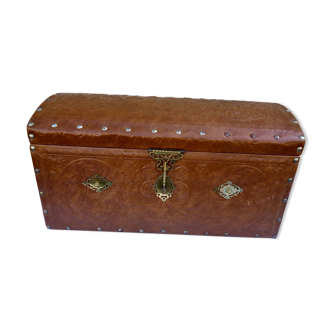 Wooden and leather chest