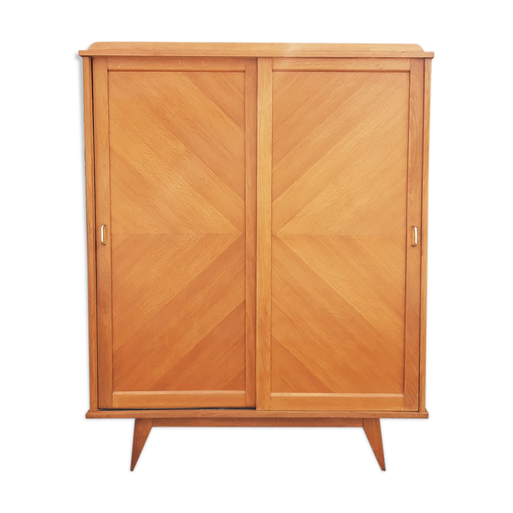 Armoire, bois, portes coulissantes, vintage, années 60 Selency